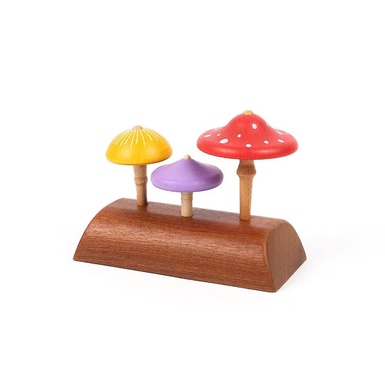 Wooden Spinning Top Set - Mushroom