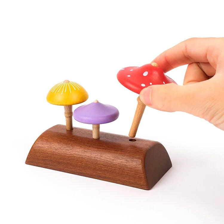 Wooden Spinning Top Set - Mushroom