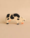 Wooden Grazing Black Cow Figure