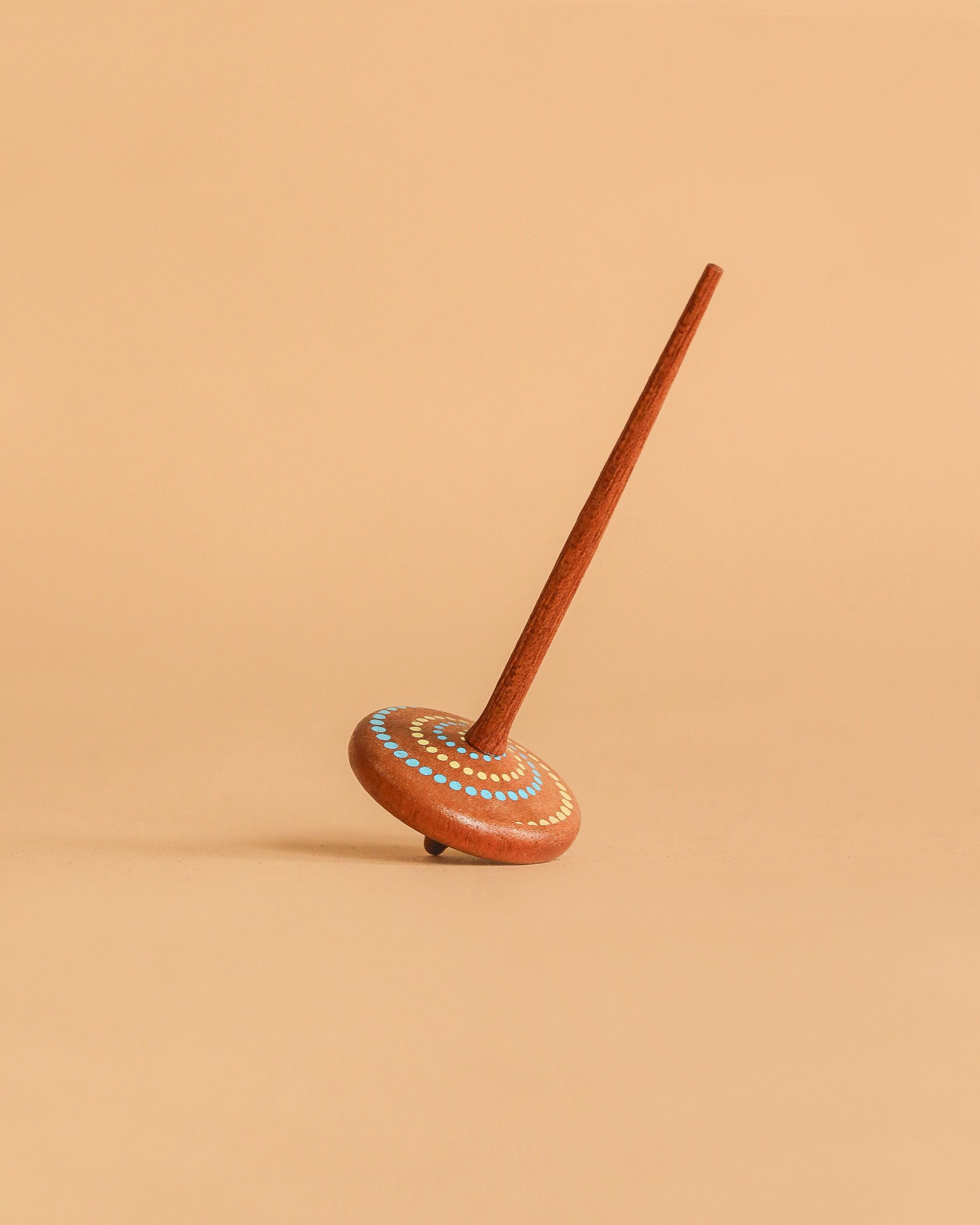 Wooden Spinning Top - Long Stem, Dots