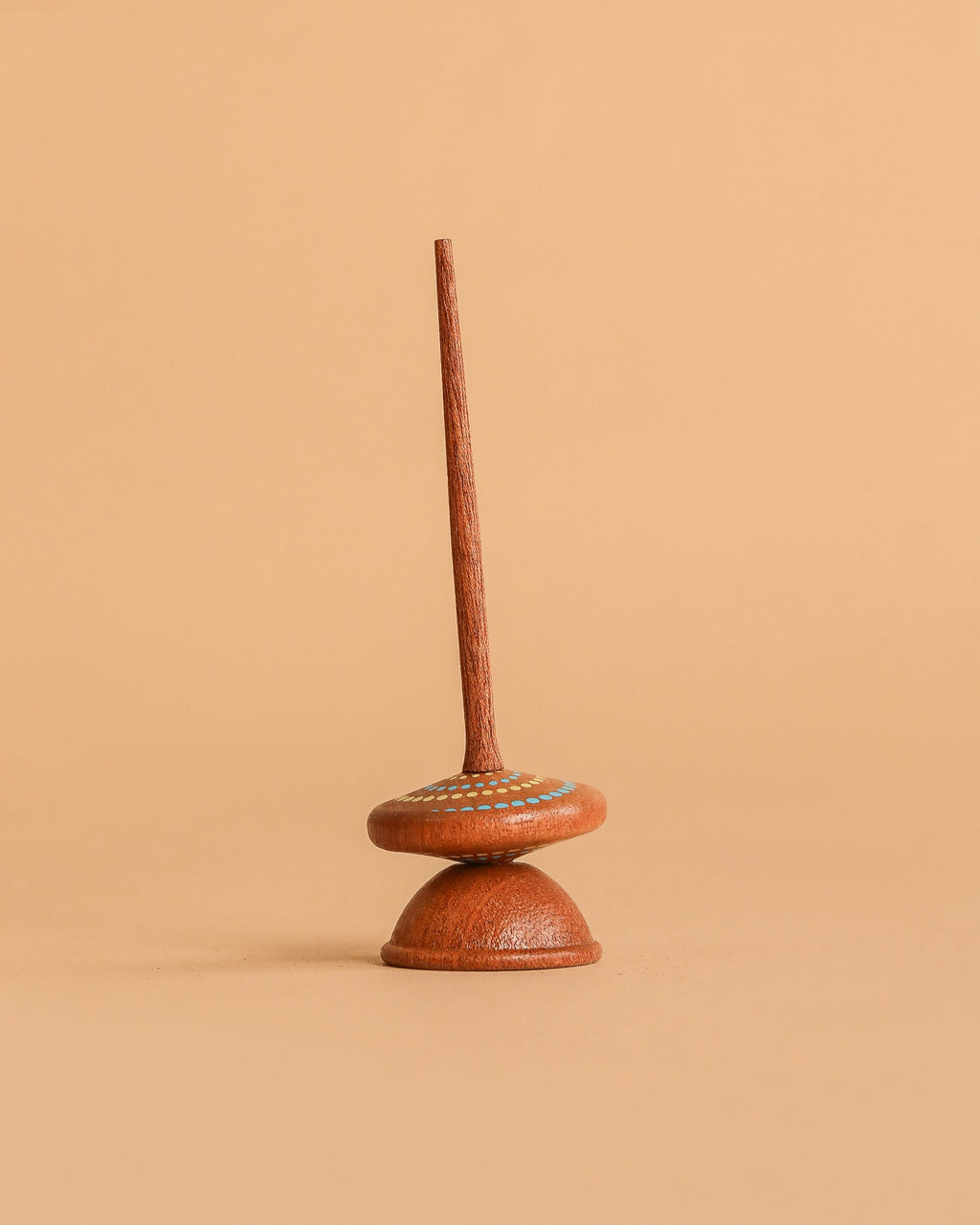 Wooden Spinning Top - Long Stem, Dots