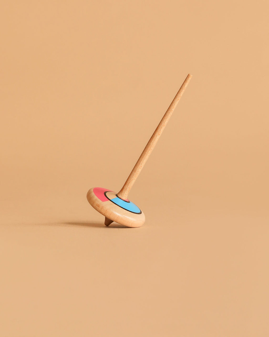 Wooden Spinning Top - Long Stem, Red & Blue