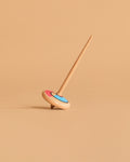 Wooden Spinning Top - Long Stem, Red & Blue