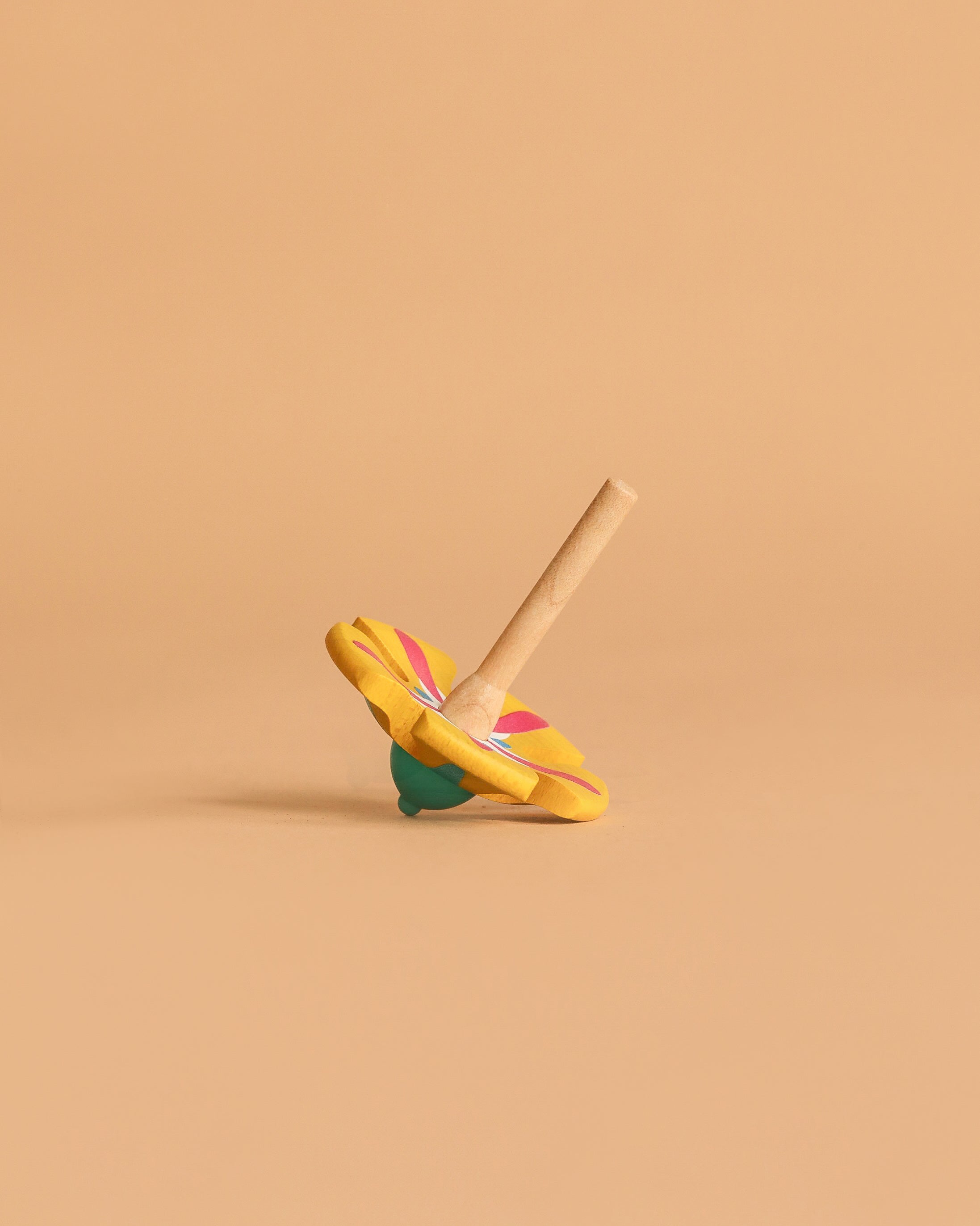 Wooden Spinning Top - Yellow Flower