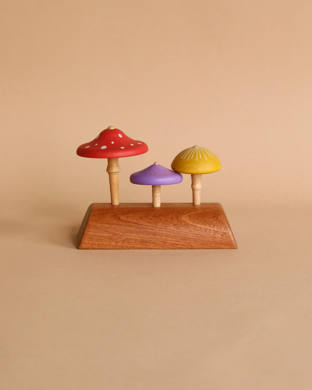 Wooden Spinning Top Set - Mushroom
