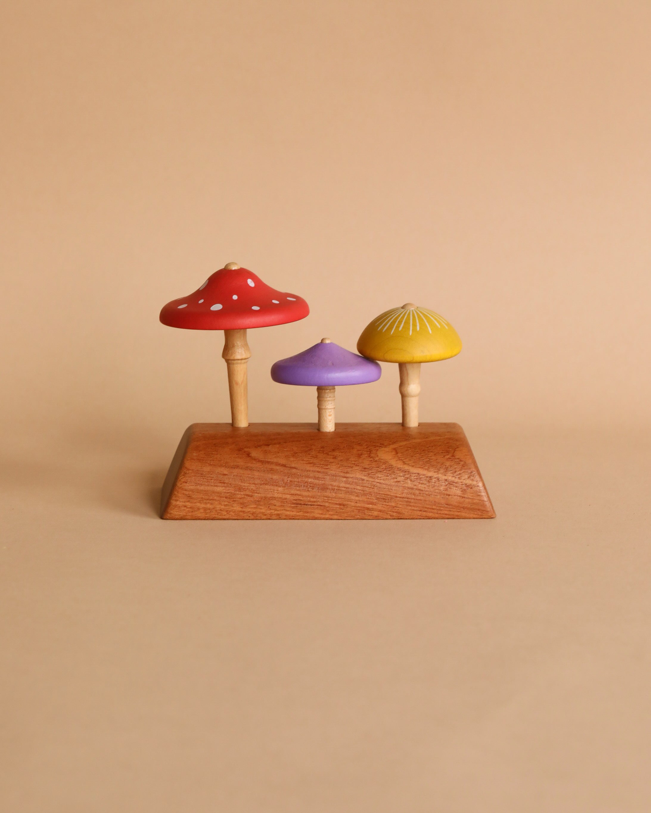 Wooden Spinning Top Set - Mushroom