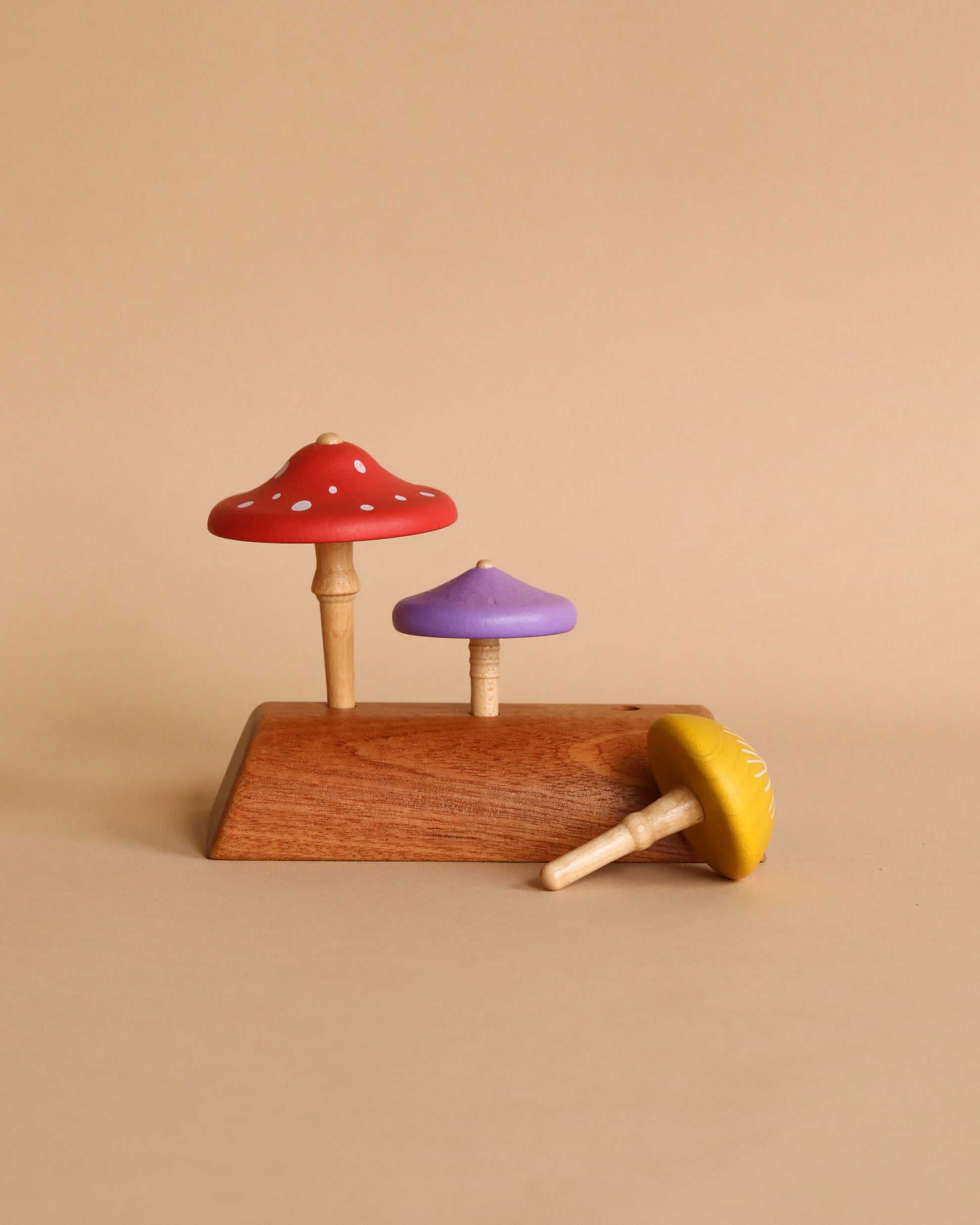 Wooden Spinning Top Set - Mushroom