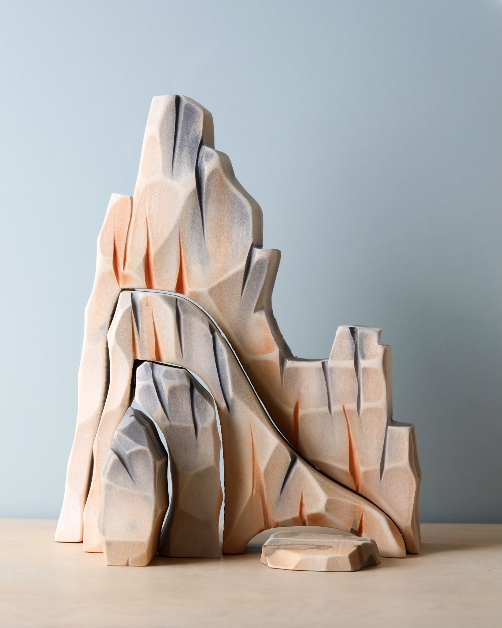 Handmade Wooden Mountain Cliff Scene