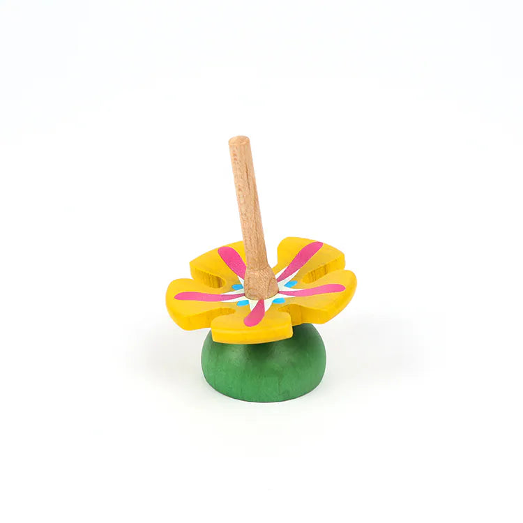 Wooden Spinning Top - Yellow Flower