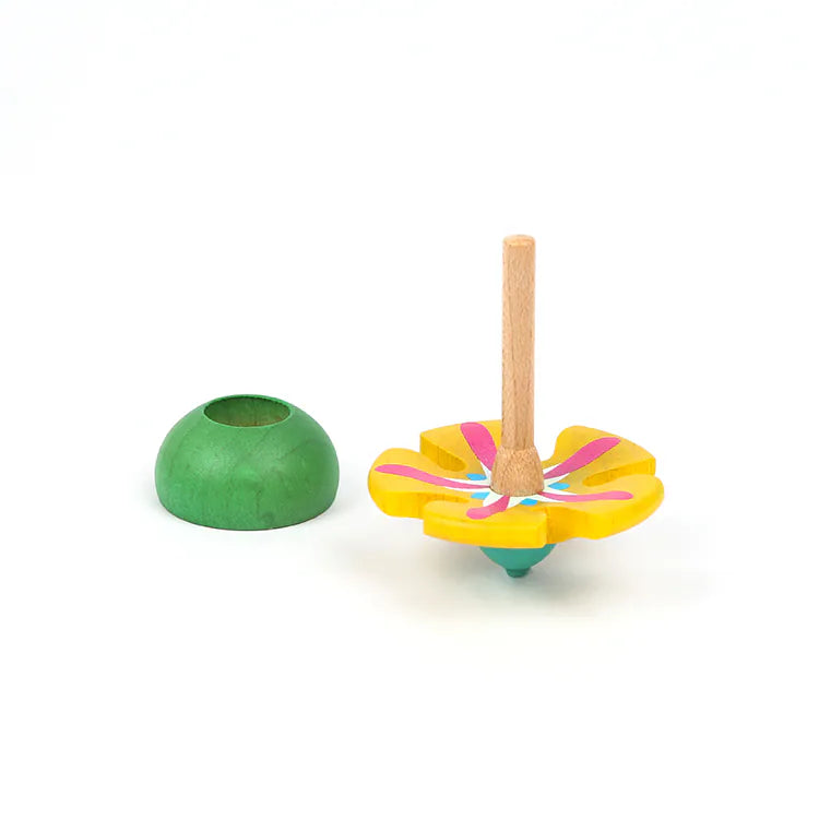 Wooden Spinning Top - Yellow Flower