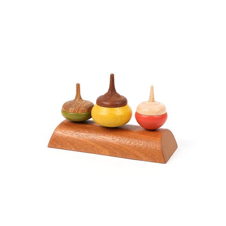 Wooden Spinning Top Set - Chestnut