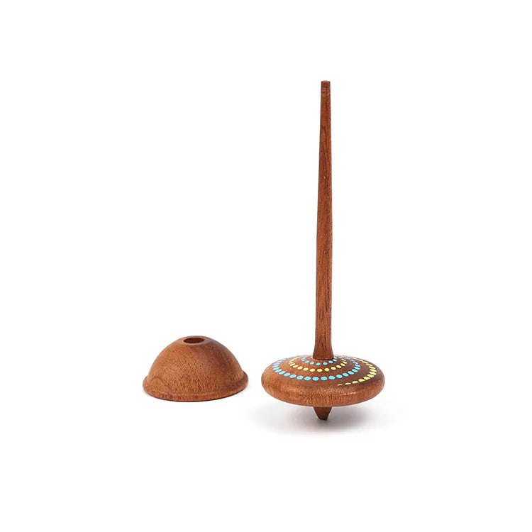 Wooden Spinning Top - Long Stem, Dots