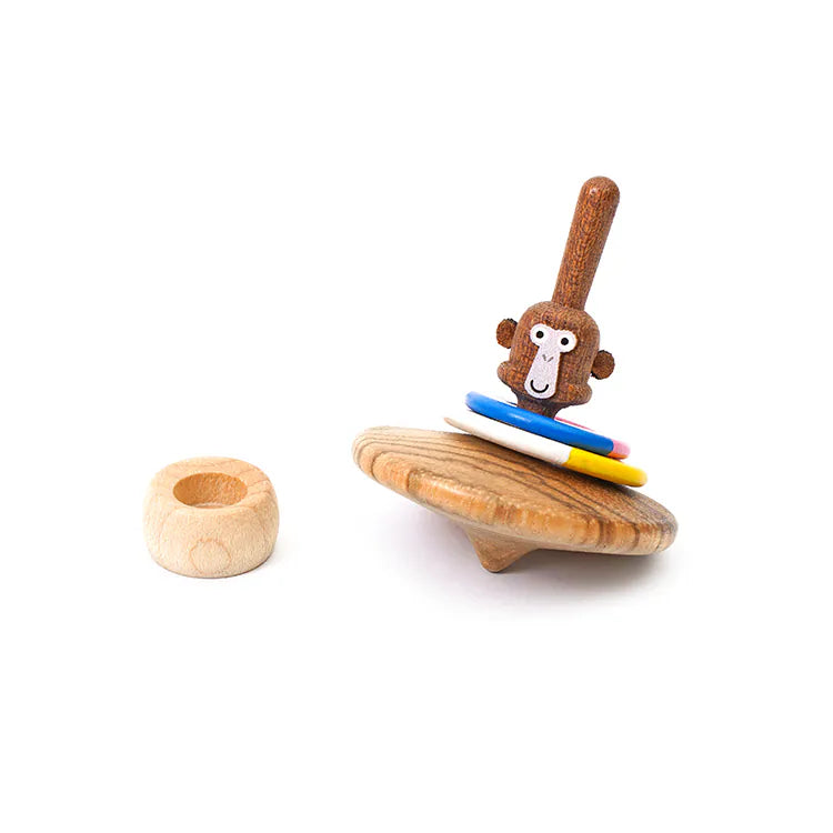 Wooden Spinning Top - Monkey