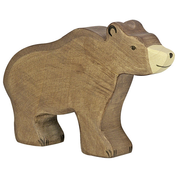 Wooden Brown Bear Figure